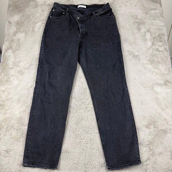 Abercrombie & Fitch The Dad High Rise Black Wash Denim Jeans Size 32 14L - Picture 4 of 10